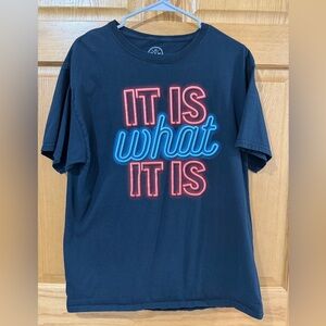 Black Graphic Tee - 'It Is What It Is”